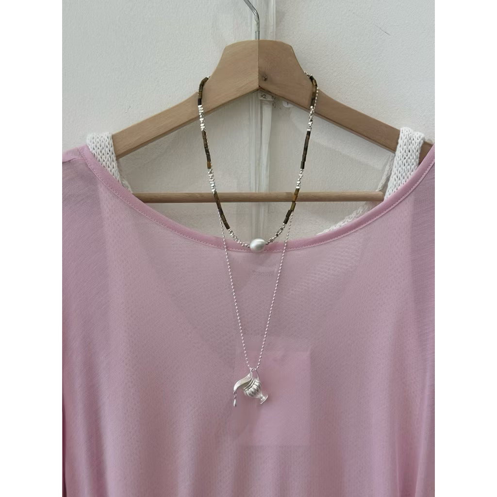 Brown beads pearl necklace
