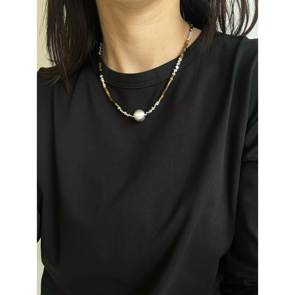 Brown beads pearl necklace