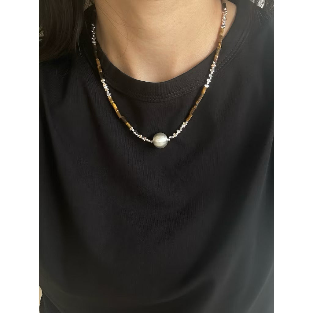 Brown beads pearl necklace